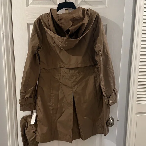 Cole Haan Hooded Trench Coat in Taupe Brown - Picture 2 of 2